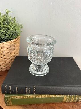 Vintage Avon Cut Glass Tulip Shape Tealight Pineapple pedestal Candle Holder 